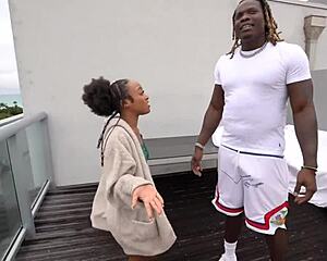 Ebony Mena Carlisle deepthroats stepbrother's massive bbc swallows every drop!