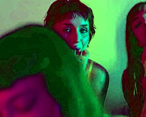 latina femdom brunette binds redhead slave forcing wet pussy toe worship