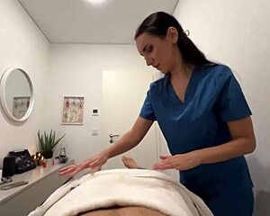 sexy nurse masseuse gives stranger a happy ending massage fuck