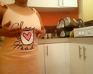 Busty Stepmom Fingers Big Ass Pussy Masturbating in Kitchen Close-Up!