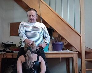 french housewife maid bound in handcuffs for submission training session