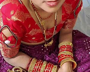 Babysitter's Dirty Indian Wife Licks Pussy In Lehenga Blouse As Stepbrother Fucks Hard!