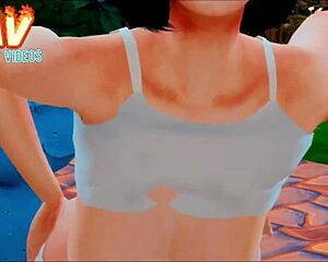 japanese animated girl moans loud while getting fingered and licked outdoors