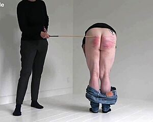 Brutal monthly caning cages tattooed slave femdom domination spanking!