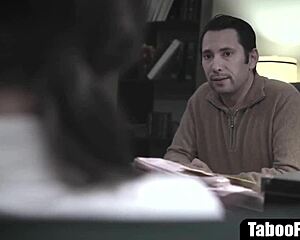 troubled teen 18+ bends over desk for counselor's rough doggy fuck and pussy licking after class detention