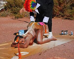 Granny bends over fucking turkey doggystyle homemade