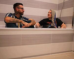 Livie steps from the bath for a steamy backstage interview with tattooed Frankie Jax