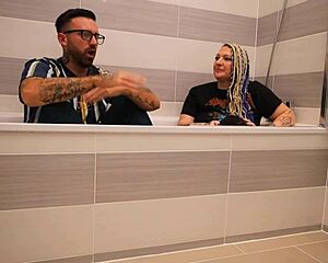 Livie steps from the bath for a steamy backstage interview with tattooed Frankie Jax