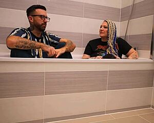 Livie steps from the bath for a steamy backstage interview with tattooed Frankie Jax
