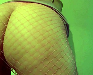 italian milf artemisia love bounces her big real ass close-up in fishnets for horny camera tease