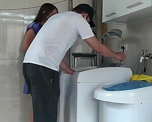 Curvy Brazilian Housewife Flashes Huge Ass Tits Teasing Repairman Moaning