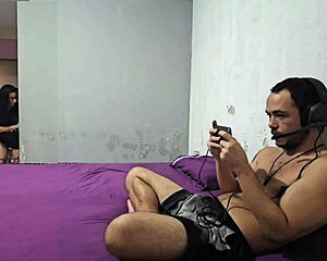 dirty housewife cheats on cuckold husband, fucking his best friend right in front during risky home workout