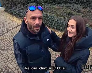 Rich Guy Watches Czech Pickup Fuck His Shaved Small Tits Girl Outdoors