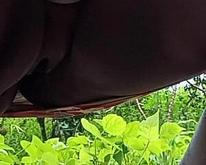 Devout married milf sneaks public pee on busy outdoor street teasing eyes