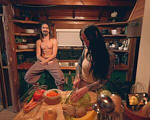 Tattooed Wife Cooks Then Swallows Huge Cock Creampie From Muscular Hipster!