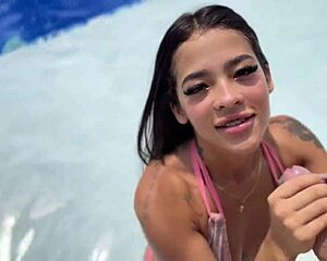 damn i messed up pool day turned public skinny latina creampie cowgirl on big cock 😩💦🌊
