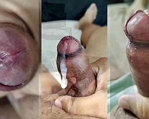 he jerks his tiny foreskin cock while watching his young girlfriend masturbate her wet pussy and tits to orgasm - part 17