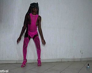 skinny ebony nympho with long legs... wanna feel her riding your cock all evening?