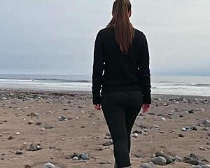 Silvia Soprano Roughly Dominated on Norway Beach with Slaps Spitting