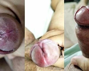 he jerks his tiny foreskin cock while watching his young girlfriend masturbate her wet pussy and tits to orgasm - part 17