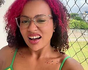 Chubby Ebony Babe Farts with Silly Faces Eye Rolls and Laughs!