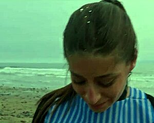 Silvia Soprano Roughly Dominated on Norway Beach with Slaps Spitting