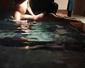 Buddys Old Lady Takes Dick In Pool