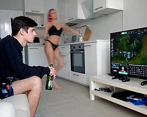 hot cosplay babe fucked hard in ass right in front of the tv 🎮🍑