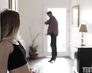Mature stepdad comforts petite teen with big dick