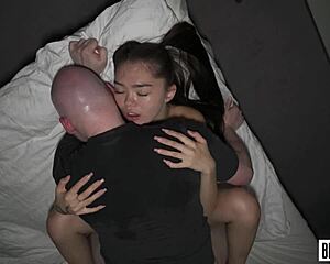 little teen moans hard as big cock dominates dorm fuck missionary to doggy creampie facial