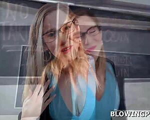 Milf teacher sucks her student's big cock deep in this hot scene