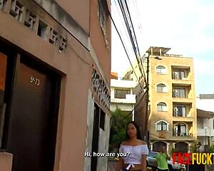 sexy skank lets random guy fuck her face