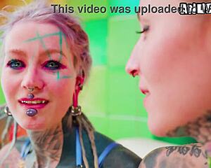 alt tattooed cuties in latex enjoy toy play and talk