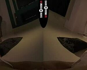 Dark room vr session with redhead riding and clothes ripped