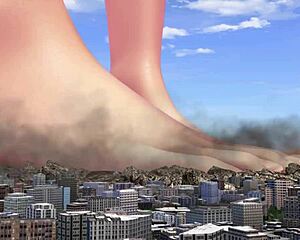 The tall figure appears in this giant themed scene
