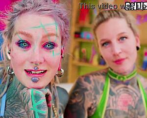 alt tattooed cuties in latex enjoy toy play and talk