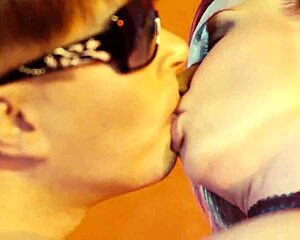 Alex angel meets caroline for hot bisexual kissing fun