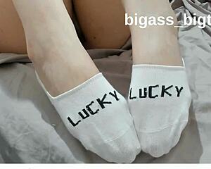 white socks and soft foot teasing in close up