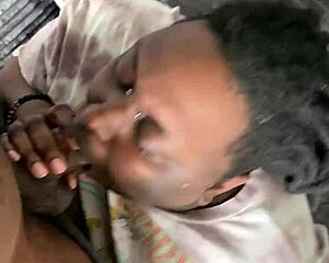 deepthroat goes insane with big black cock and sloppy spitting