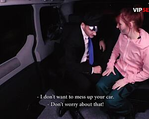 Ponytail Redhead Goes Topless In A Moving Van
