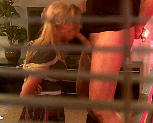 masked guy bangs bound blonde student hard