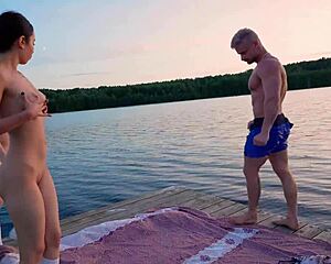 hot threesome with girlfriends on the lake