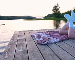 hot threesome with girlfriends on the lake