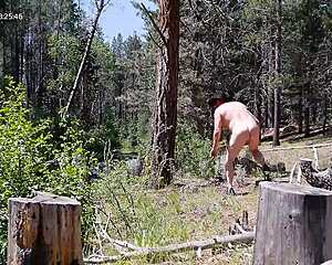 simscristian05 does naked walk in forest with sheer outfit