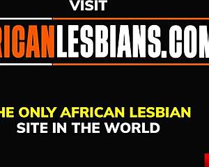 Romantic African Couple Lesbian Shower Makeout