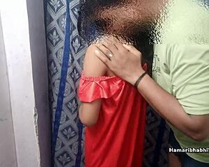 Hot desi indian village girl has sex with boyfriend in gown