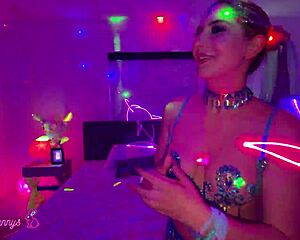 Tattooed rave beauty takes over party