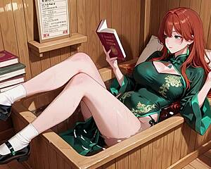 red hair lazy seduction happens in eastern courtyard with slow climax