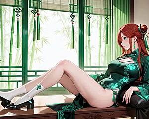 red hair lazy seduction happens in eastern courtyard with slow climax