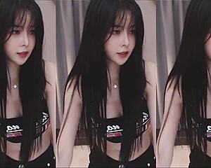 Chinese girl dances with slim toned body